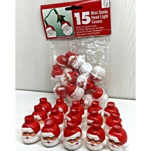 Vintage Blow Mold Plastic Christmas Santa Head Mini Light Bulb Covers 30 pcs